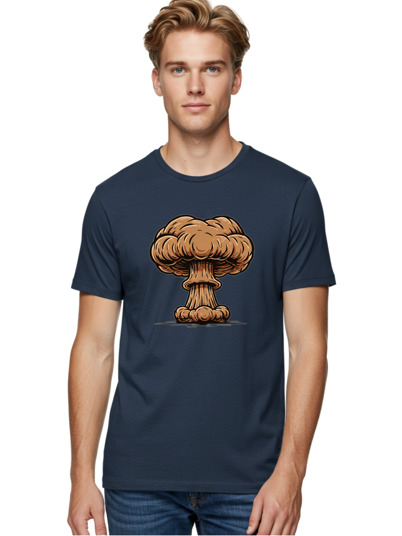 Mushroom-Cloud Men'S Graphic Tee, 100% Cotton, Comfortable Casual Summer Wear, Machine Washable, Vintage Camera, Old Camera, Antique Camera, Black Camera, Classic Photography, Photography Equipment, Nostalgic Device, Film Camera, Camera Art Bak917