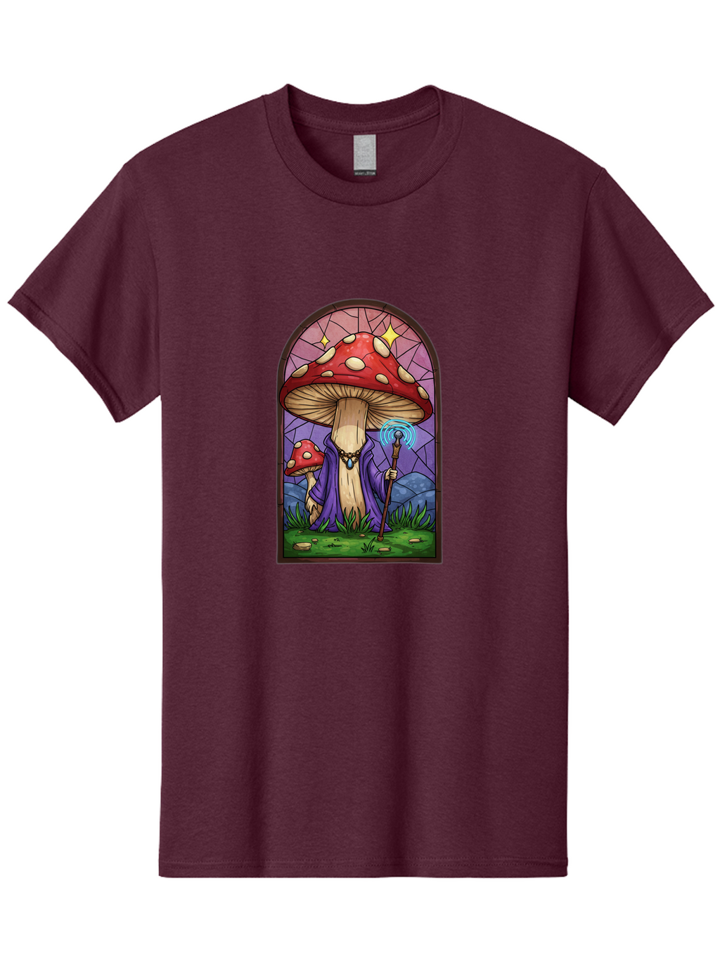 Mushroom-Wizard-Stained-Glass Men'S Graphic Tee, 100% Cotton, Comfortable Casual Summer Wear, Machine Washable, Vintage Camera, Old Camera, Antique Camera, Black Camera, Classic Photography, Photography Equipment, Nostalgic Device, Bak920