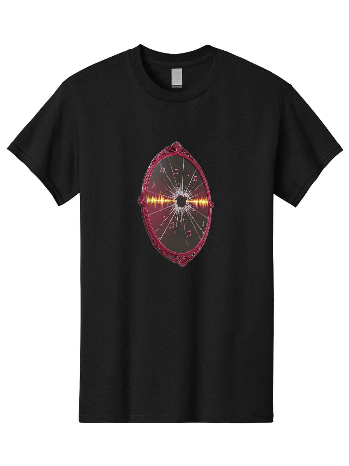 Music-Notes-Shattered-Mirror Men'S Graphic Tee, 100% Cotton, Comfortable Casual Summer Wear, Machine Washable, Vintage Camera, Old Camera, Antique Camera, Black Camera, Classic Photography, Photography Equipment, Nostalgic Device, Film Camera, Bak923