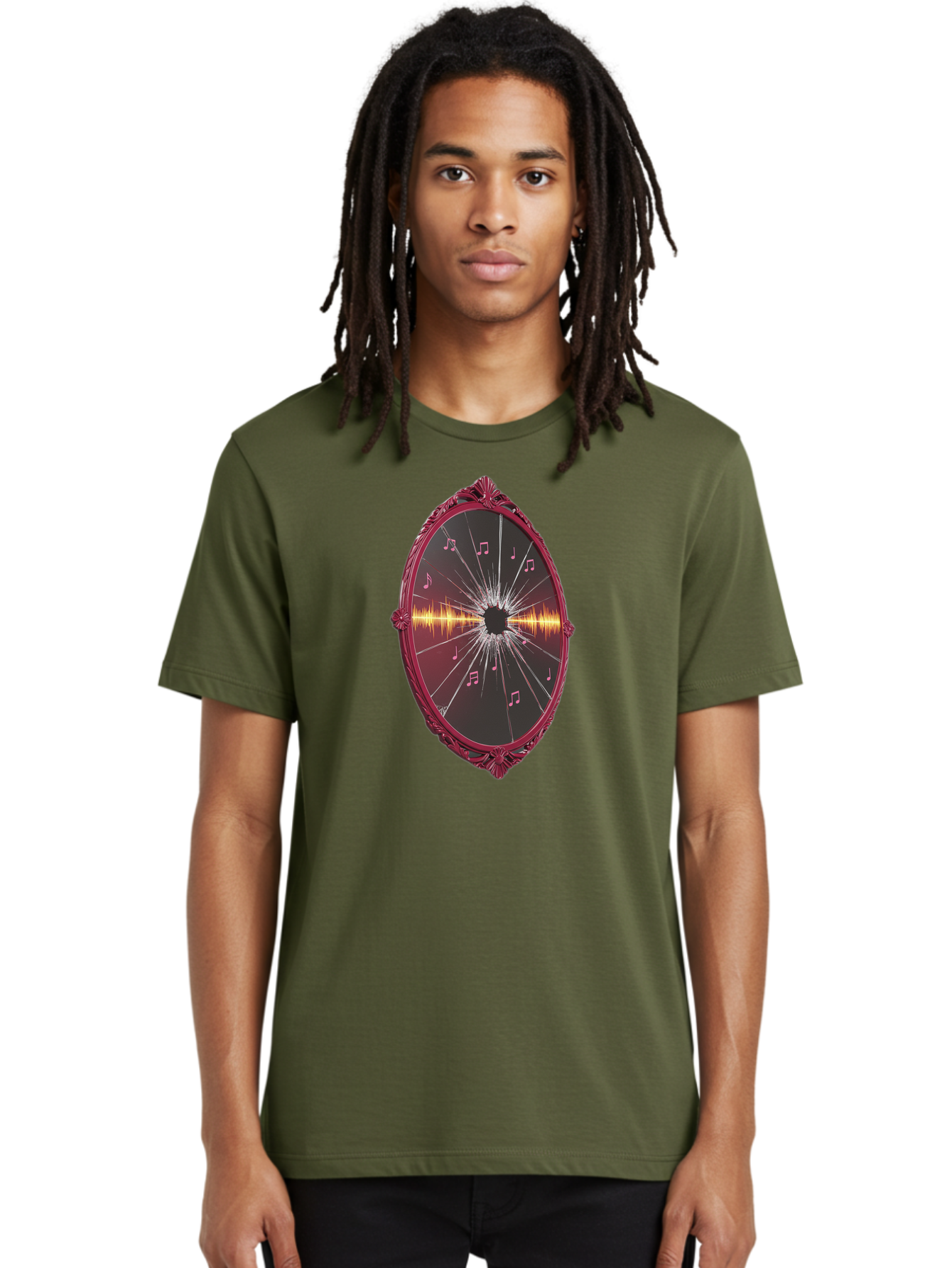 Music-Notes-Shattered-Mirror Men'S Graphic Tee, 100% Cotton, Comfortable Casual Summer Wear, Machine Washable, Vintage Camera, Old Camera, Antique Camera, Black Camera, Classic Photography, Photography Equipment, Nostalgic Device, Film Camera, Bak923