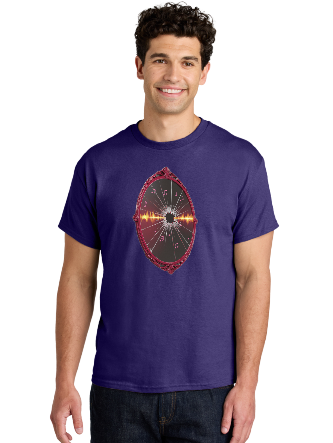 Music-Notes-Shattered-Mirror Men'S Graphic Tee, 100% Cotton, Comfortable Casual Summer Wear, Machine Washable, Vintage Camera, Old Camera, Antique Camera, Black Camera, Classic Photography, Photography Equipment, Nostalgic Device, Film Camera, Bak923