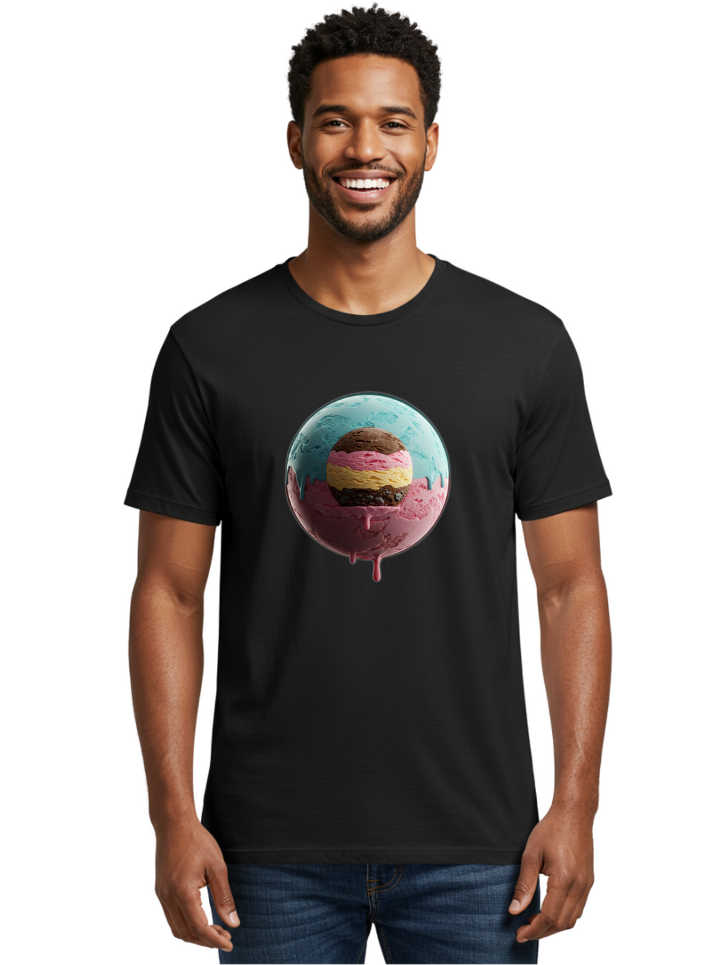 Neapolitan-Ice-Cream-Globe Men'S Graphic Tee, 100% Cotton, Comfortable Casual Summer Wear, Machine Washable, Vintage Camera, Old Camera, Antique Camera, Black Camera, Classic Photography, Photography Equipment, Nostalgic Device, Film Camera, Bak936