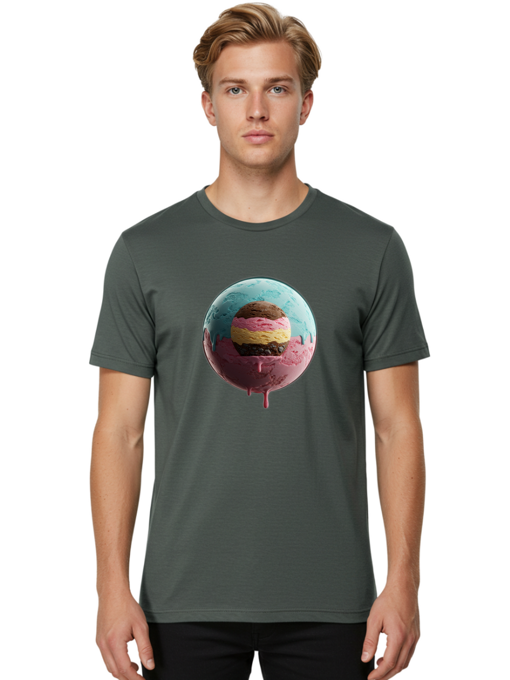 Neapolitan-Ice-Cream-Globe Men'S Graphic Tee, 100% Cotton, Comfortable Casual Summer Wear, Machine Washable, Vintage Camera, Old Camera, Antique Camera, Black Camera, Classic Photography, Photography Equipment, Nostalgic Device, Film Camera, Bak936