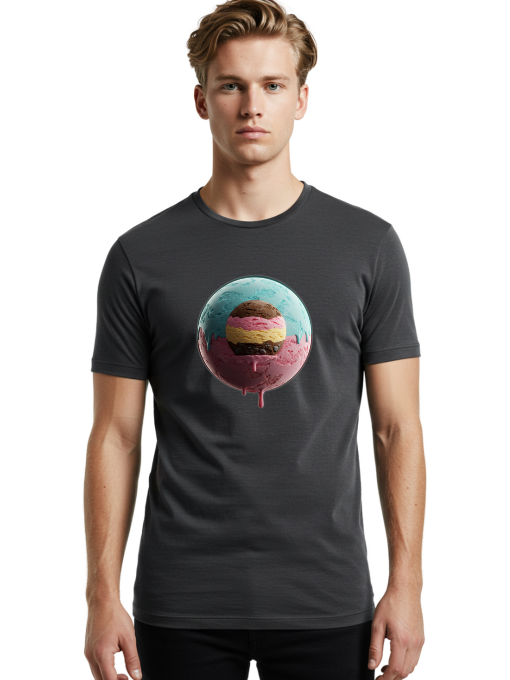 Neapolitan-Ice-Cream-Globe Men'S Graphic Tee, 100% Cotton, Comfortable Casual Summer Wear, Machine Washable, Vintage Camera, Old Camera, Antique Camera, Black Camera, Classic Photography, Photography Equipment, Nostalgic Device, Film Camera, Bak936