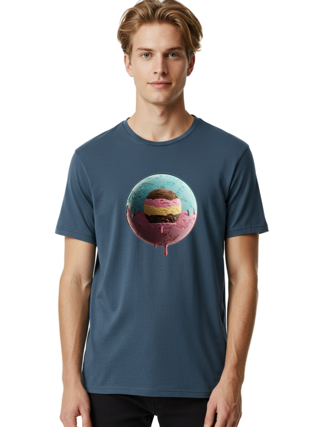 Neapolitan-Ice-Cream-Globe Men'S Graphic Tee, 100% Cotton, Comfortable Casual Summer Wear, Machine Washable, Vintage Camera, Old Camera, Antique Camera, Black Camera, Classic Photography, Photography Equipment, Nostalgic Device, Film Camera, Bak936