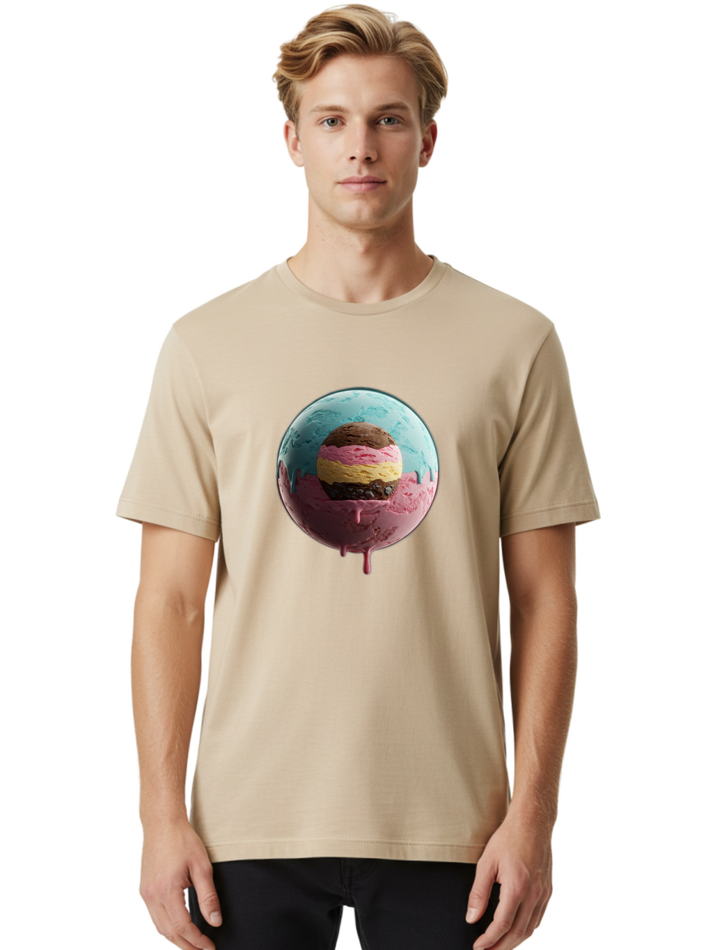 Neapolitan-Ice-Cream-Globe Men'S Graphic Tee, 100% Cotton, Comfortable Casual Summer Wear, Machine Washable, Vintage Camera, Old Camera, Antique Camera, Black Camera, Classic Photography, Photography Equipment, Nostalgic Device, Film Camera, Bak936