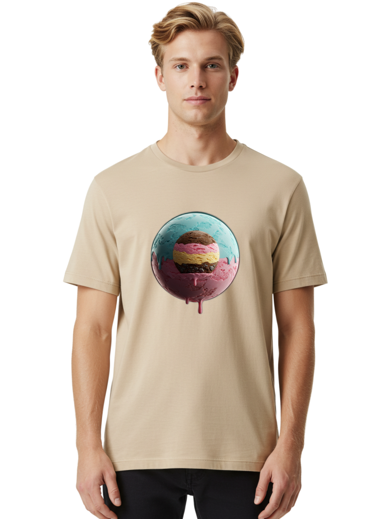 Neapolitan-Ice-Cream-Globe Men'S Graphic Tee, 100% Cotton, Comfortable Casual Summer Wear, Machine Washable, Vintage Camera, Old Camera, Antique Camera, Black Camera, Classic Photography, Photography Equipment, Nostalgic Device, Film Camera, Bak936