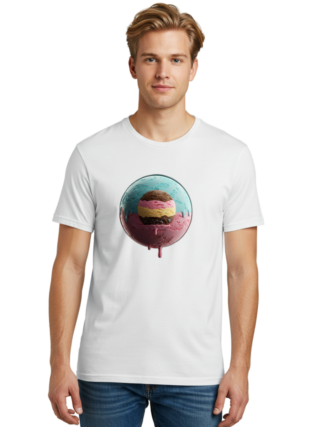 Neapolitan-Ice-Cream-Globe Men'S Graphic Tee, 100% Cotton, Comfortable Casual Summer Wear, Machine Washable, Vintage Camera, Old Camera, Antique Camera, Black Camera, Classic Photography, Photography Equipment, Nostalgic Device, Film Camera, Bak936