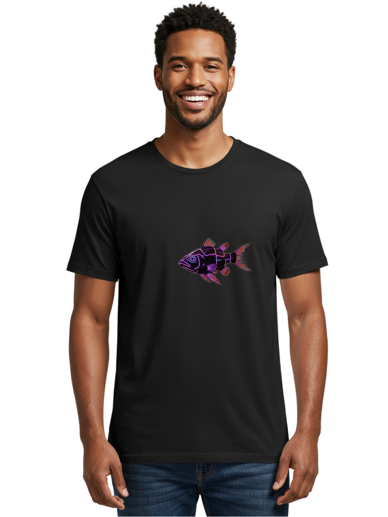 Neon-Fish Men'S Graphic Tee, 100% Cotton, Comfortable Casual Summer Wear, Machine Washable, Vintage Camera, Old Camera, Antique Camera, Black Camera, Classic Photography, Photography Equipment, Nostalgic Device, Film Camera, Camera Art Bak939