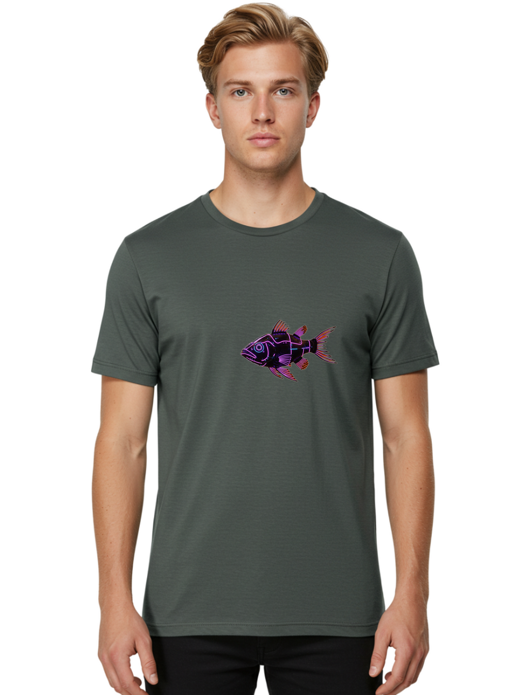 Neon-Fish Men'S Graphic Tee, 100% Cotton, Comfortable Casual Summer Wear, Machine Washable, Vintage Camera, Old Camera, Antique Camera, Black Camera, Classic Photography, Photography Equipment, Nostalgic Device, Film Camera, Camera Art Bak939