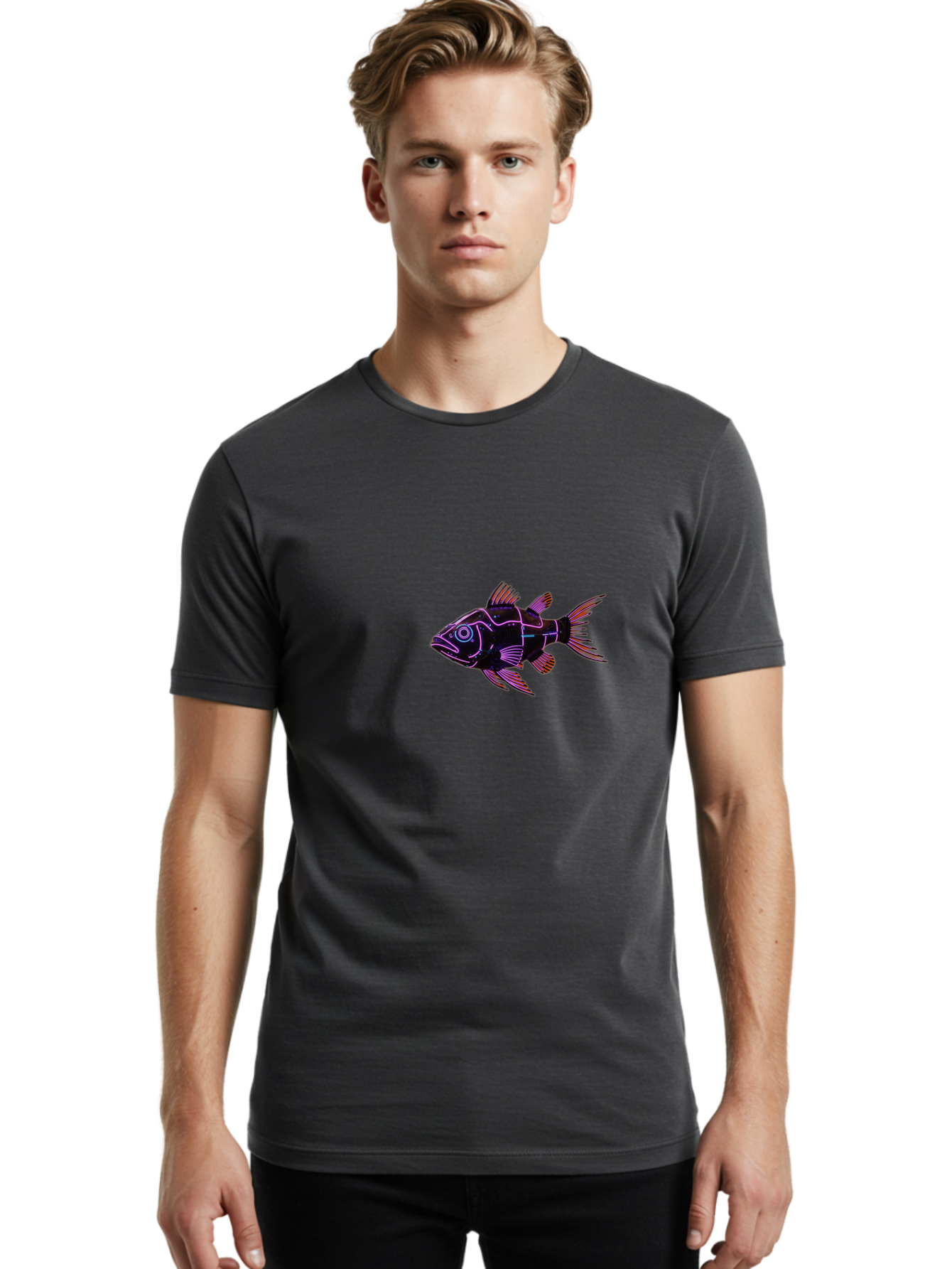 Neon-Fish Men'S Graphic Tee, 100% Cotton, Comfortable Casual Summer Wear, Machine Washable, Vintage Camera, Old Camera, Antique Camera, Black Camera, Classic Photography, Photography Equipment, Nostalgic Device, Film Camera, Camera Art Bak939