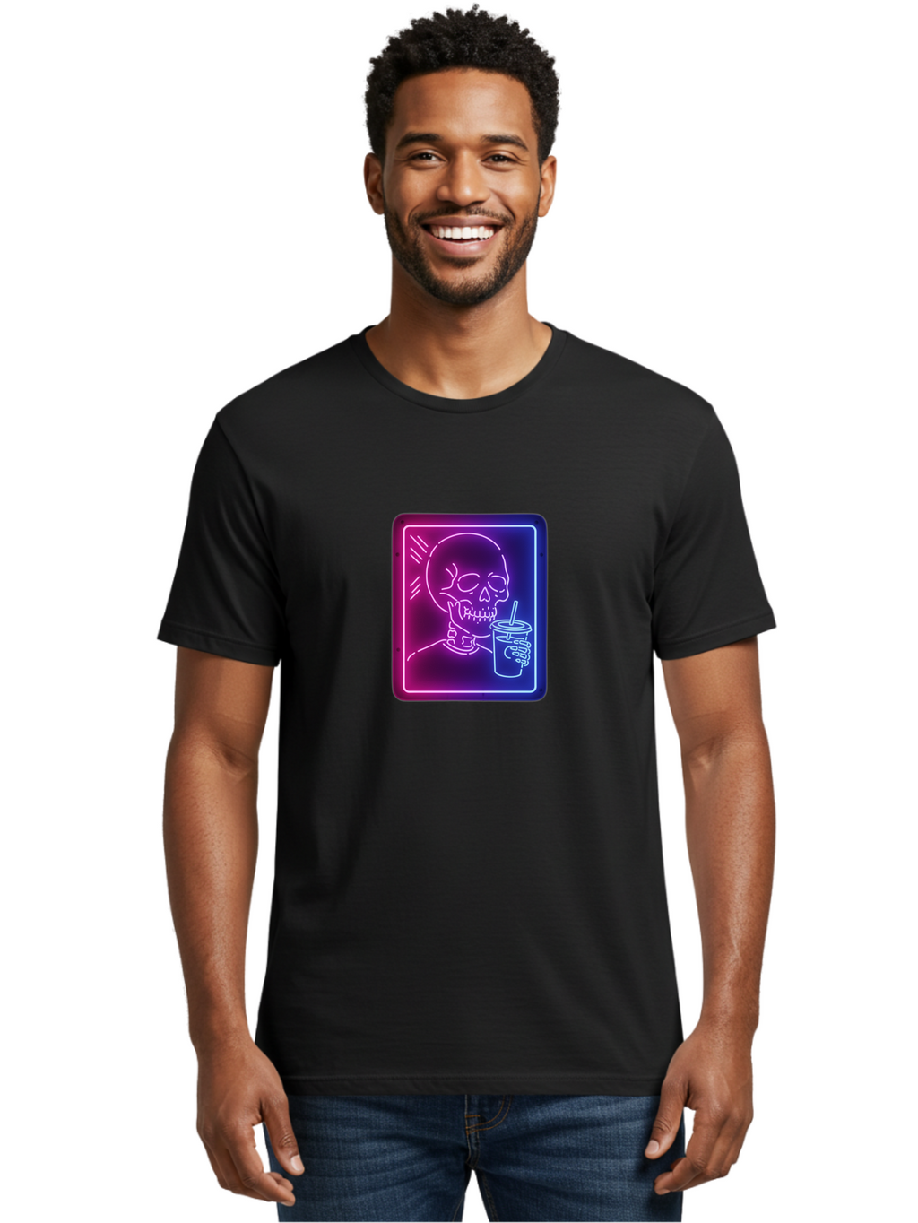Neon-Skeleton-Drinking Men'S Graphic Tee, 100% Cotton, Comfortable Casual Summer Wear, Machine Washable, Vintage Camera, Old Camera, Antique Camera, Black Camera, Classic Photography, Photography Equipment, Nostalgic Device, Film Camera, Bak941