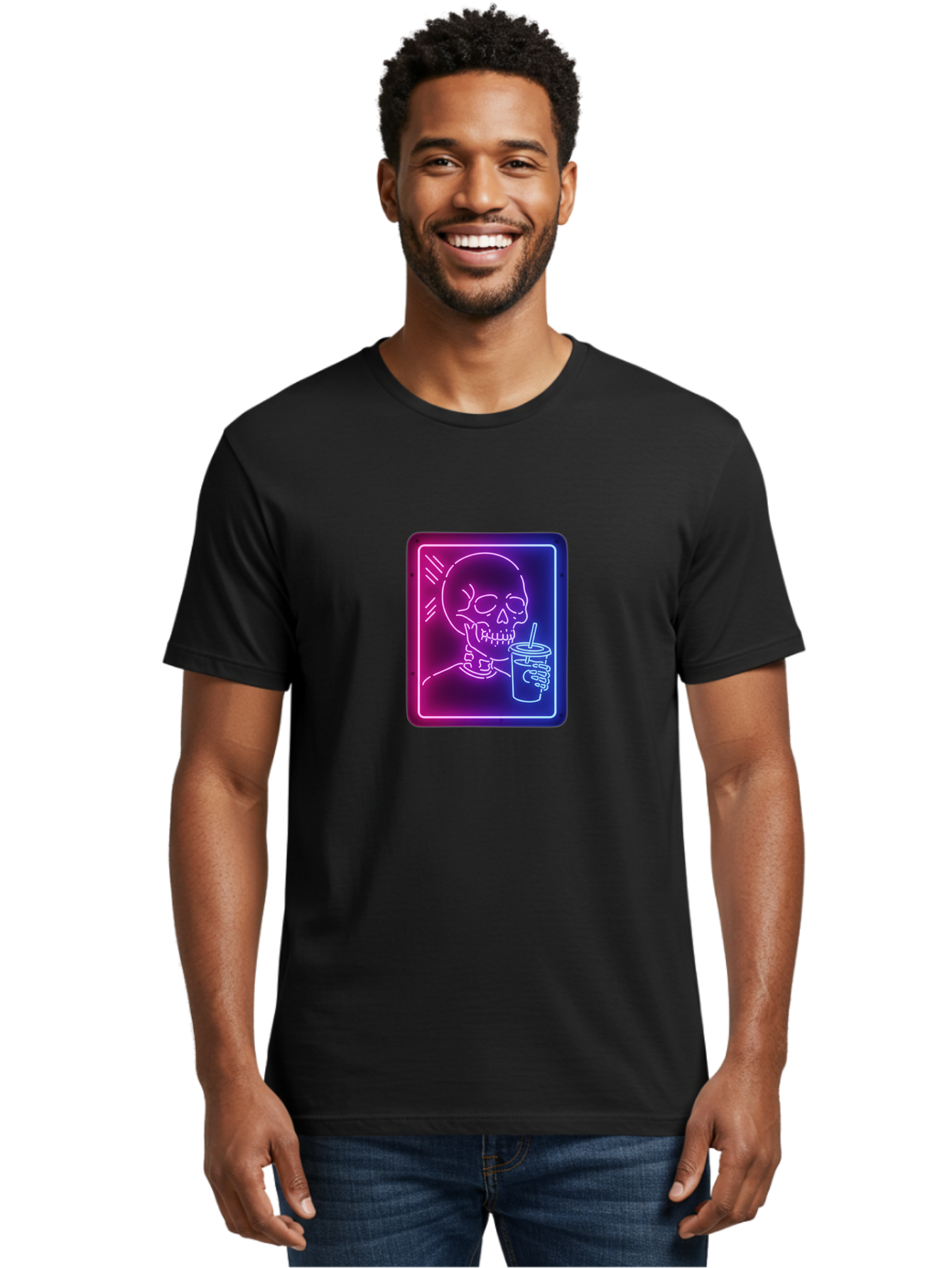 Neon-Skeleton-Drinking Men'S Graphic Tee, 100% Cotton, Comfortable Casual Summer Wear, Machine Washable, Vintage Camera, Old Camera, Antique Camera, Black Camera, Classic Photography, Photography Equipment, Nostalgic Device, Film Camera, Bak941