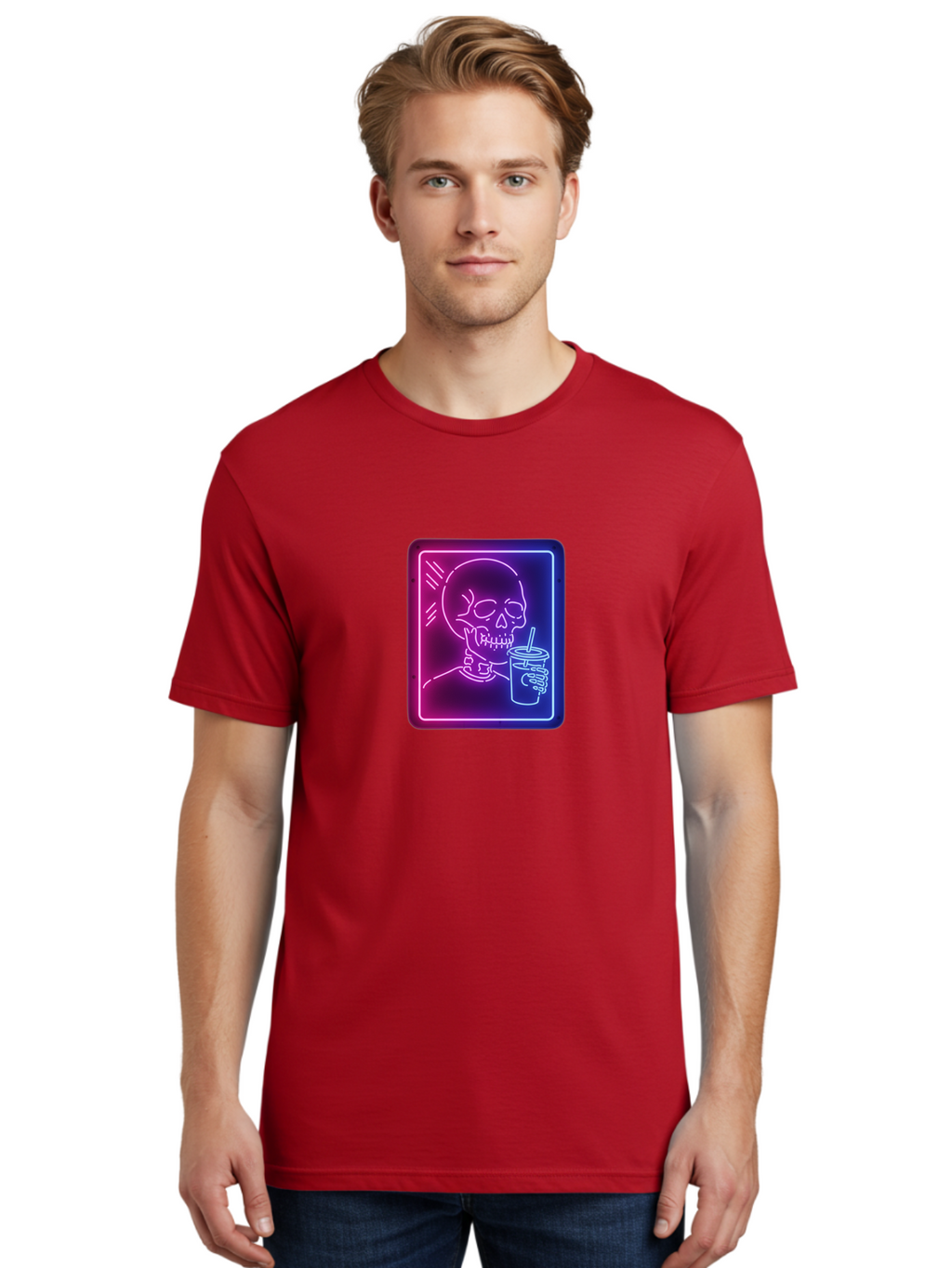 Neon-Skeleton-Drinking Men'S Graphic Tee, 100% Cotton, Comfortable Casual Summer Wear, Machine Washable, Vintage Camera, Old Camera, Antique Camera, Black Camera, Classic Photography, Photography Equipment, Nostalgic Device, Film Camera, Bak941