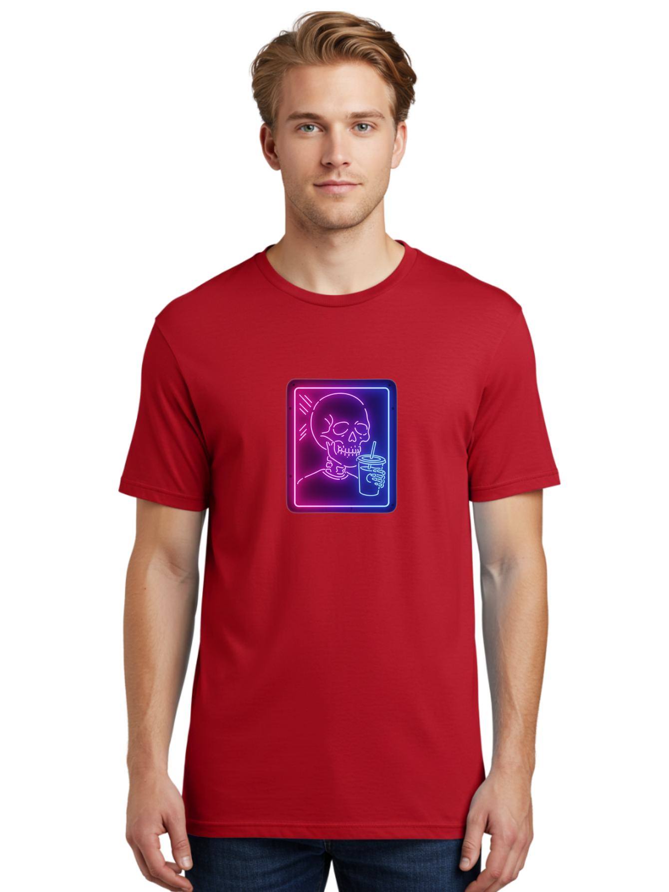 Neon-Skeleton-Drinking Men'S Graphic Tee, 100% Cotton, Comfortable Casual Summer Wear, Machine Washable, Vintage Camera, Old Camera, Antique Camera, Black Camera, Classic Photography, Photography Equipment, Nostalgic Device, Film Camera, Bak941