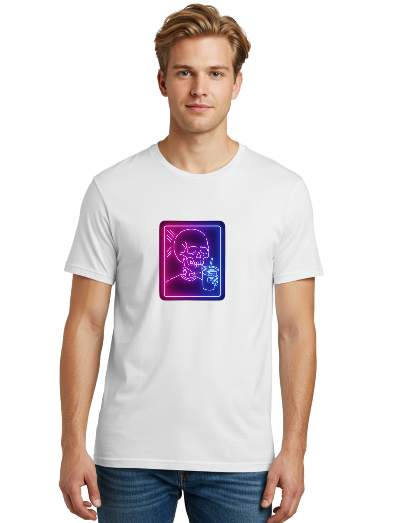 Neon-Skeleton-Drinking Men'S Graphic Tee, 100% Cotton, Comfortable Casual Summer Wear, Machine Washable, Vintage Camera, Old Camera, Antique Camera, Black Camera, Classic Photography, Photography Equipment, Nostalgic Device, Film Camera, Bak941