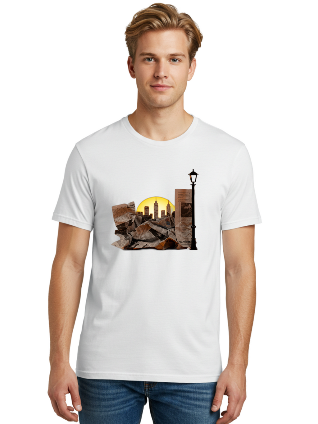 New-York-City-Skyline Men'S Graphic Tee, 100% Cotton, Comfortable Casual Summer Wear, Machine Washable, Vintage Camera, Old Camera, Antique Camera, Black Camera, Classic Photography, Photography Equipment, Nostalgic Device, Film Camera, Bak942