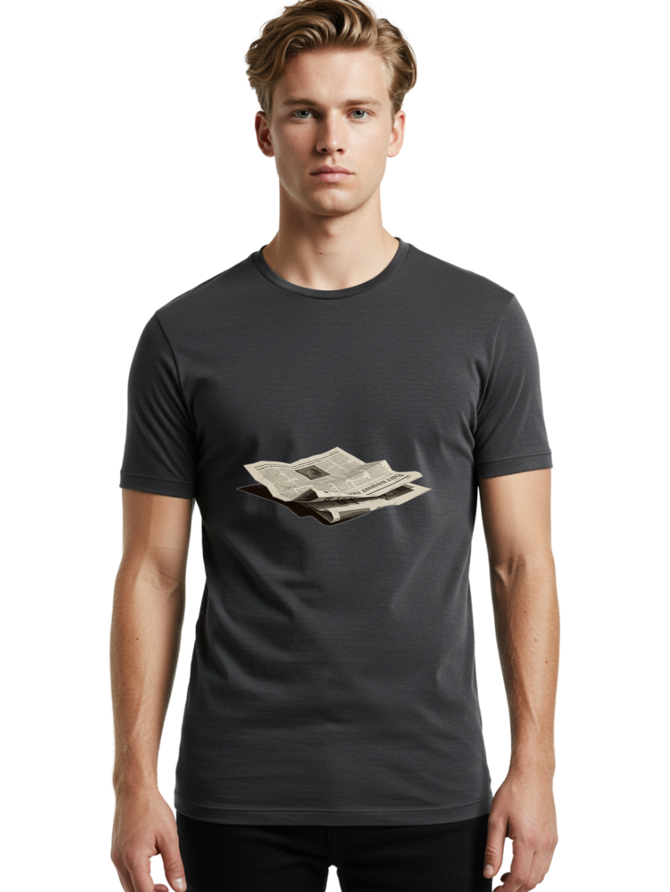 Newspaper Men'S Graphic Tee, 100% Cotton, Comfortable Casual Summer Wear, Machine Washable, Vintage Camera, Old Camera, Antique Camera, Black Camera, Classic Photography, Photography Equipment, Nostalgic Device, Film Camera, Camera Art Bak946