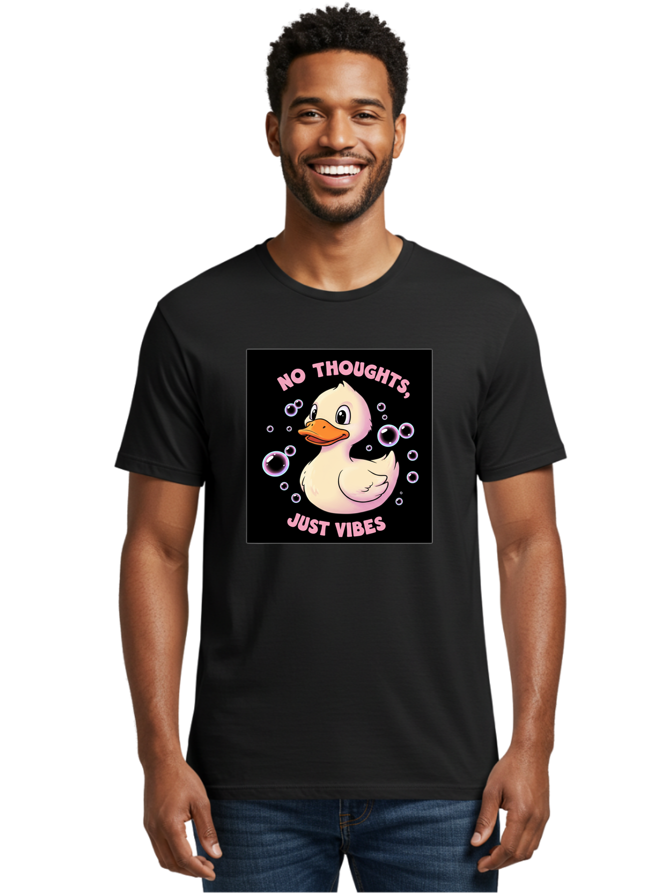 No-Thoughts-Just-Vibes-1 Men'S Graphic Tee, 100% Cotton, Comfortable Casual Summer Wear, Machine Washable, Vintage Camera, Old Camera, Antique Camera, Black Camera, Classic Photography, Photography Equipment, Nostalgic Device, Film Camera, Bak955