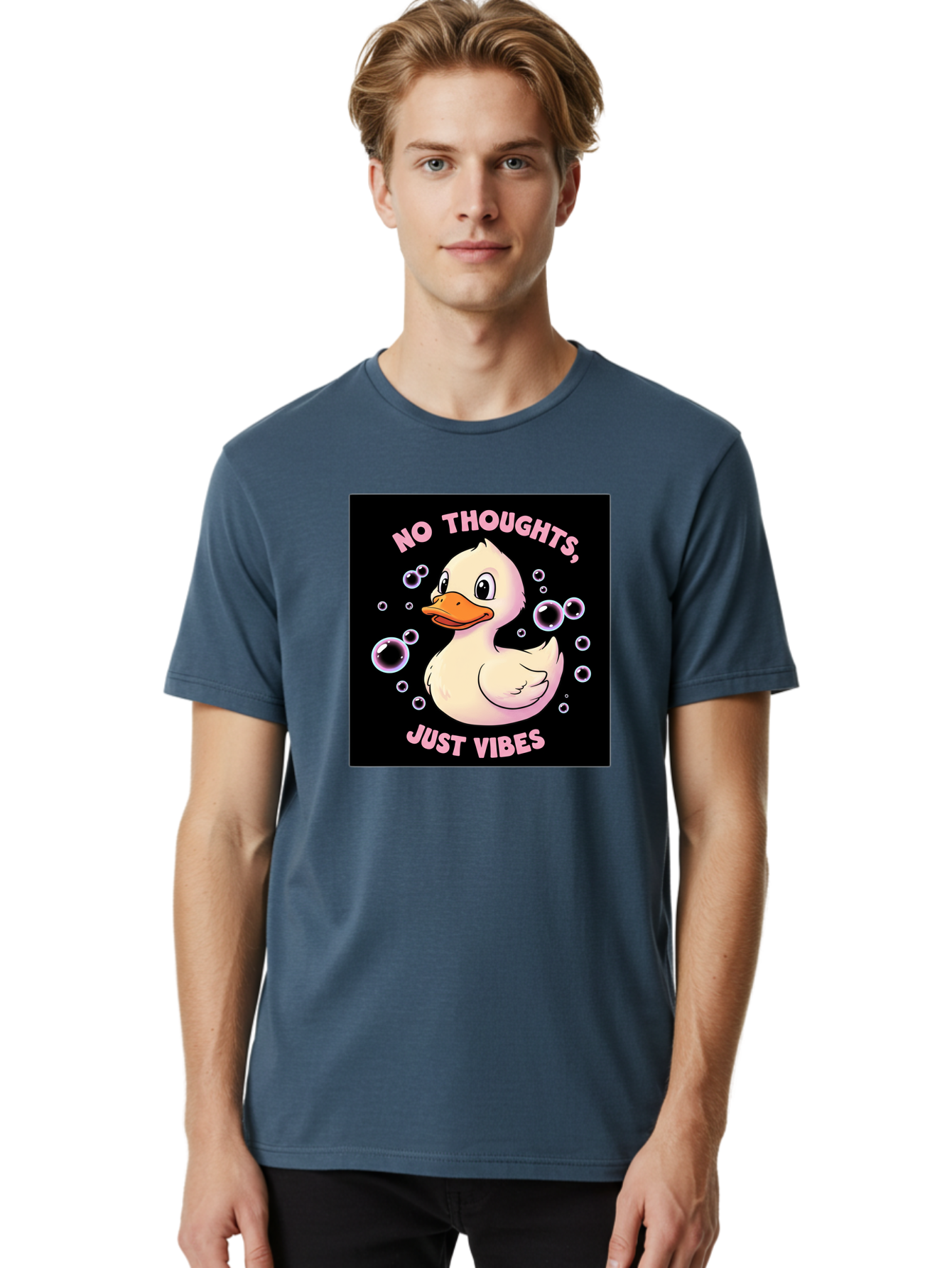 No-Thoughts-Just-Vibes-1 Men'S Graphic Tee, 100% Cotton, Comfortable Casual Summer Wear, Machine Washable, Vintage Camera, Old Camera, Antique Camera, Black Camera, Classic Photography, Photography Equipment, Nostalgic Device, Film Camera, Bak955
