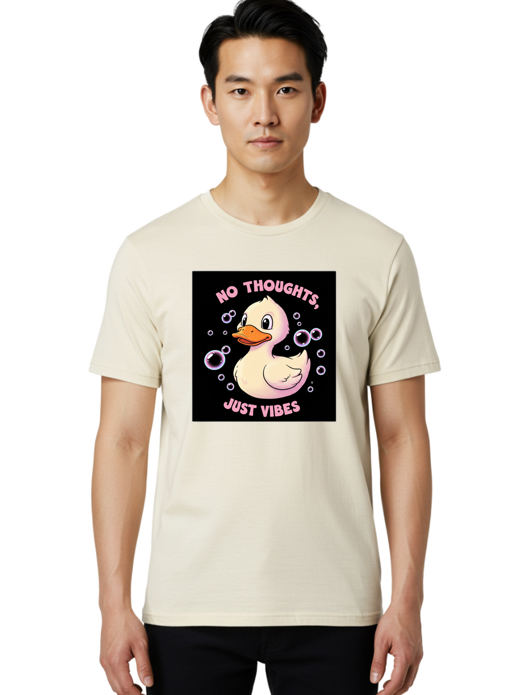 No-Thoughts-Just-Vibes-1 Men'S Graphic Tee, 100% Cotton, Comfortable Casual Summer Wear, Machine Washable, Vintage Camera, Old Camera, Antique Camera, Black Camera, Classic Photography, Photography Equipment, Nostalgic Device, Film Camera, Bak955