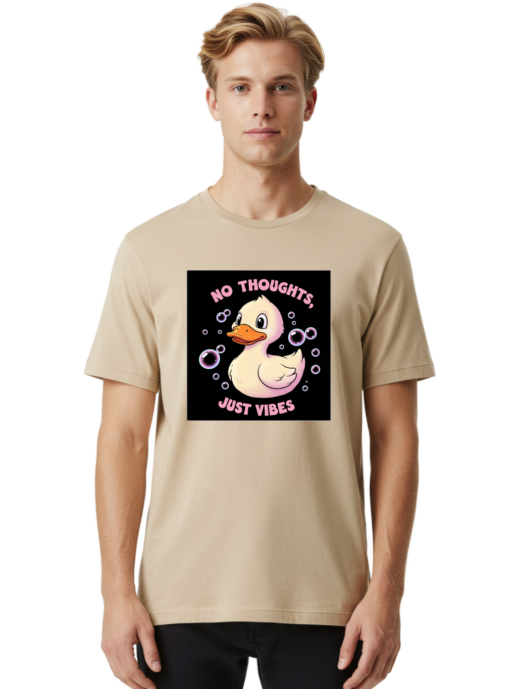 No-Thoughts-Just-Vibes-1 Men'S Graphic Tee, 100% Cotton, Comfortable Casual Summer Wear, Machine Washable, Vintage Camera, Old Camera, Antique Camera, Black Camera, Classic Photography, Photography Equipment, Nostalgic Device, Film Camera, Bak955