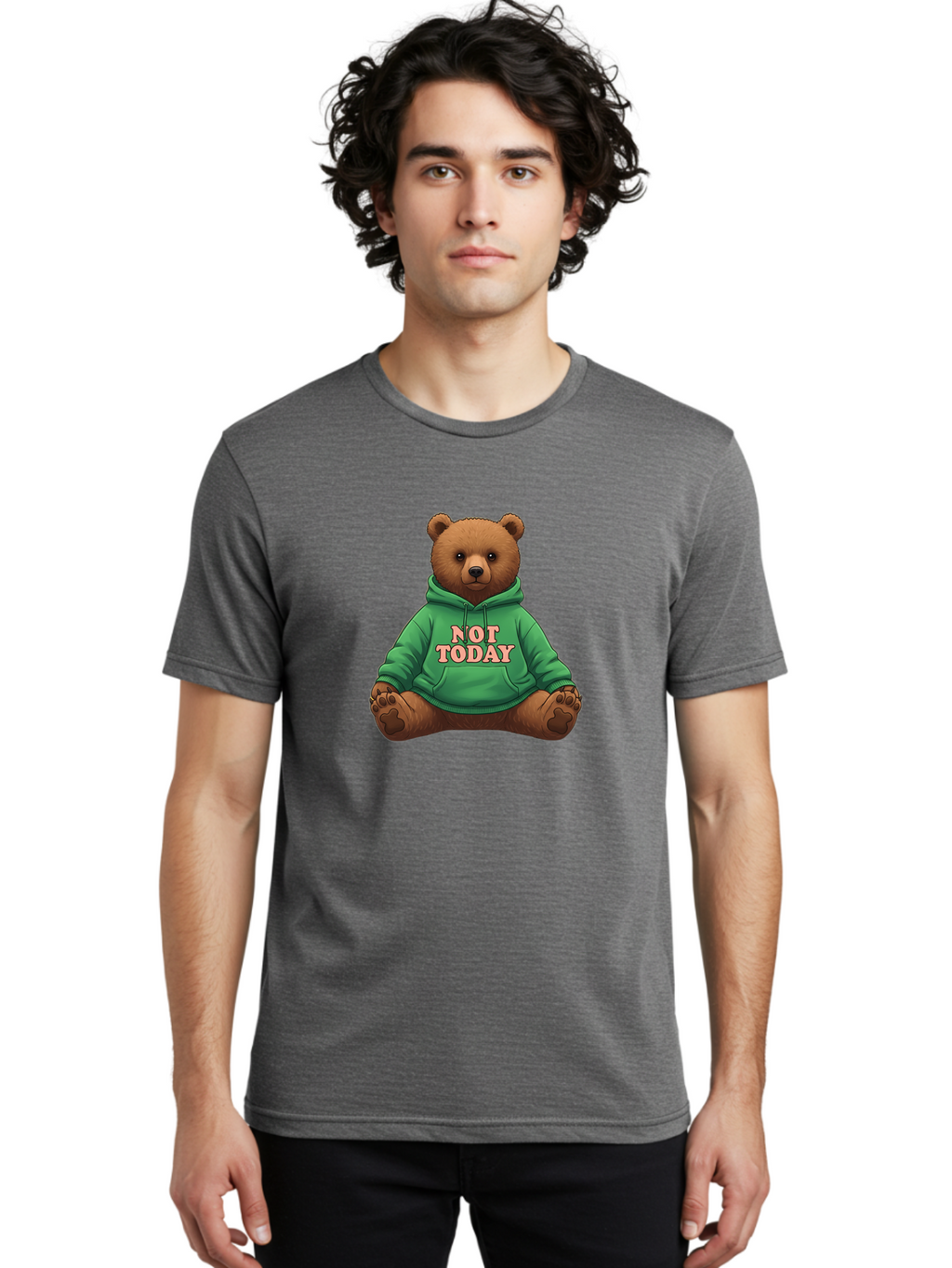 Not-Today-Bear-1 Men'S Graphic Tee, 100% Cotton, Comfortable Casual Summer Wear, Machine Washable, Vintage Camera, Old Camera, Antique Camera, Black Camera, Classic Photography, Photography Equipment, Nostalgic Device, Film Camera, Camera Art Bak957