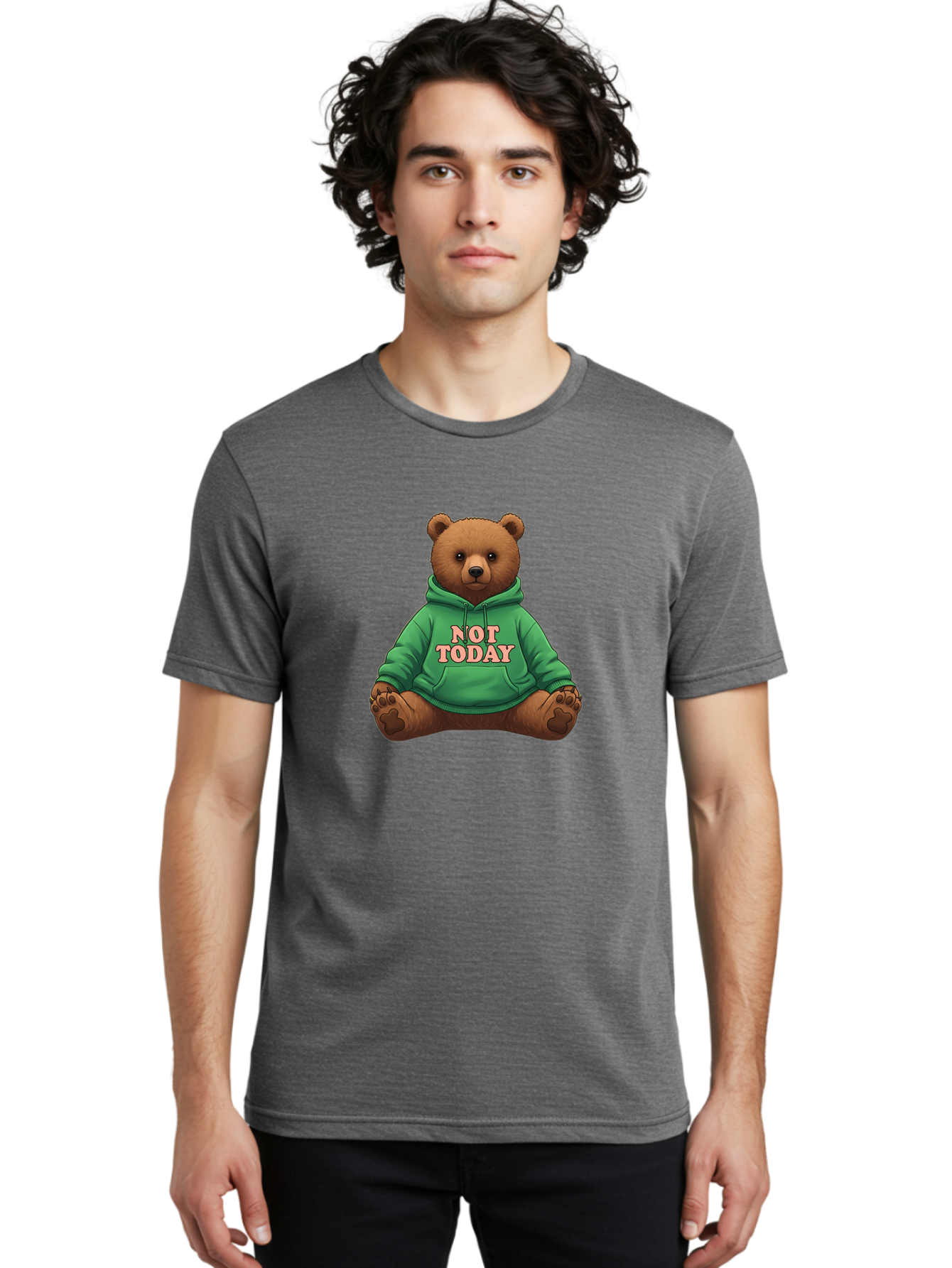 Not-Today-Bear-1 Men'S Graphic Tee, 100% Cotton, Comfortable Casual Summer Wear, Machine Washable, Vintage Camera, Old Camera, Antique Camera, Black Camera, Classic Photography, Photography Equipment, Nostalgic Device, Film Camera, Camera Art Bak957