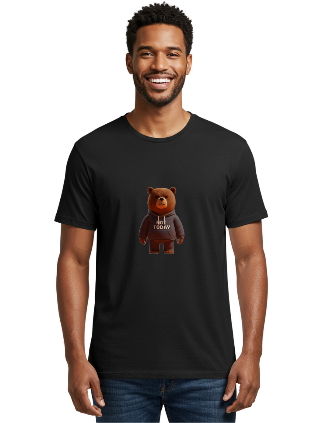 Not-Today-Bear-10 Men'S Graphic Tee, 100% Cotton, Comfortable Casual Summer Wear, Machine Washable, Vintage Camera, Old Camera, Antique Camera, Black Camera, Classic Photography, Photography Equipment, Nostalgic Device, Film Camera, Camera Art Bak958