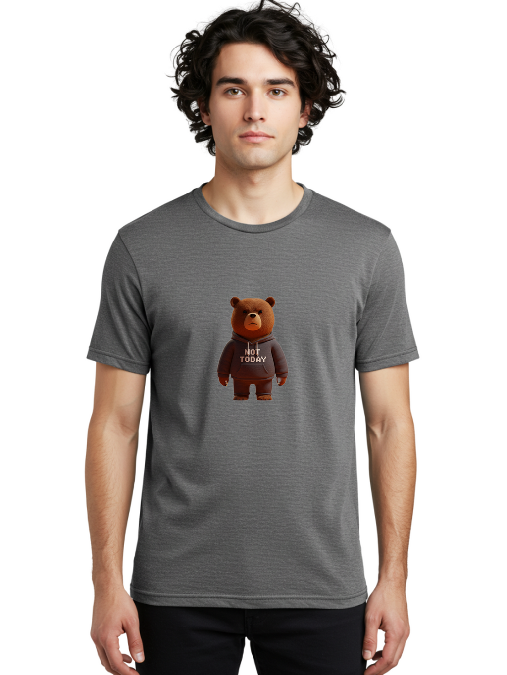 Not-Today-Bear-10 Men'S Graphic Tee, 100% Cotton, Comfortable Casual Summer Wear, Machine Washable, Vintage Camera, Old Camera, Antique Camera, Black Camera, Classic Photography, Photography Equipment, Nostalgic Device, Film Camera, Camera Art Bak958
