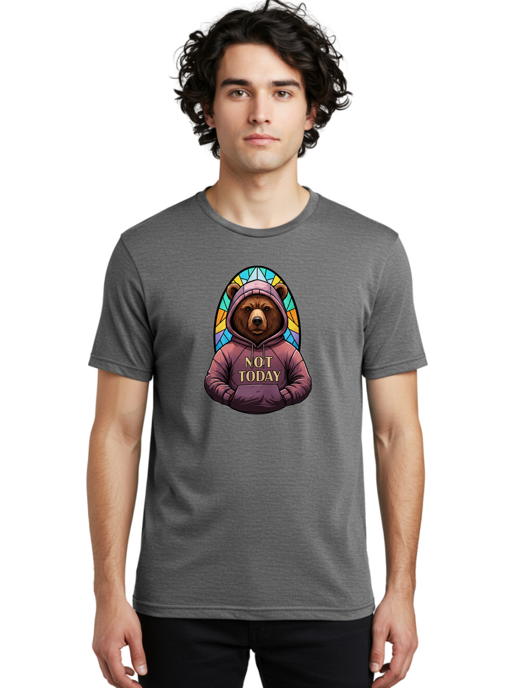 Not-Today-Bear-11 Men'S Graphic Tee, 100% Cotton, Comfortable Casual Summer Wear, Machine Washable, Vintage Camera, Old Camera, Antique Camera, Black Camera, Classic Photography, Photography Equipment, Nostalgic Device, Film Camera, Camera Art Bak959