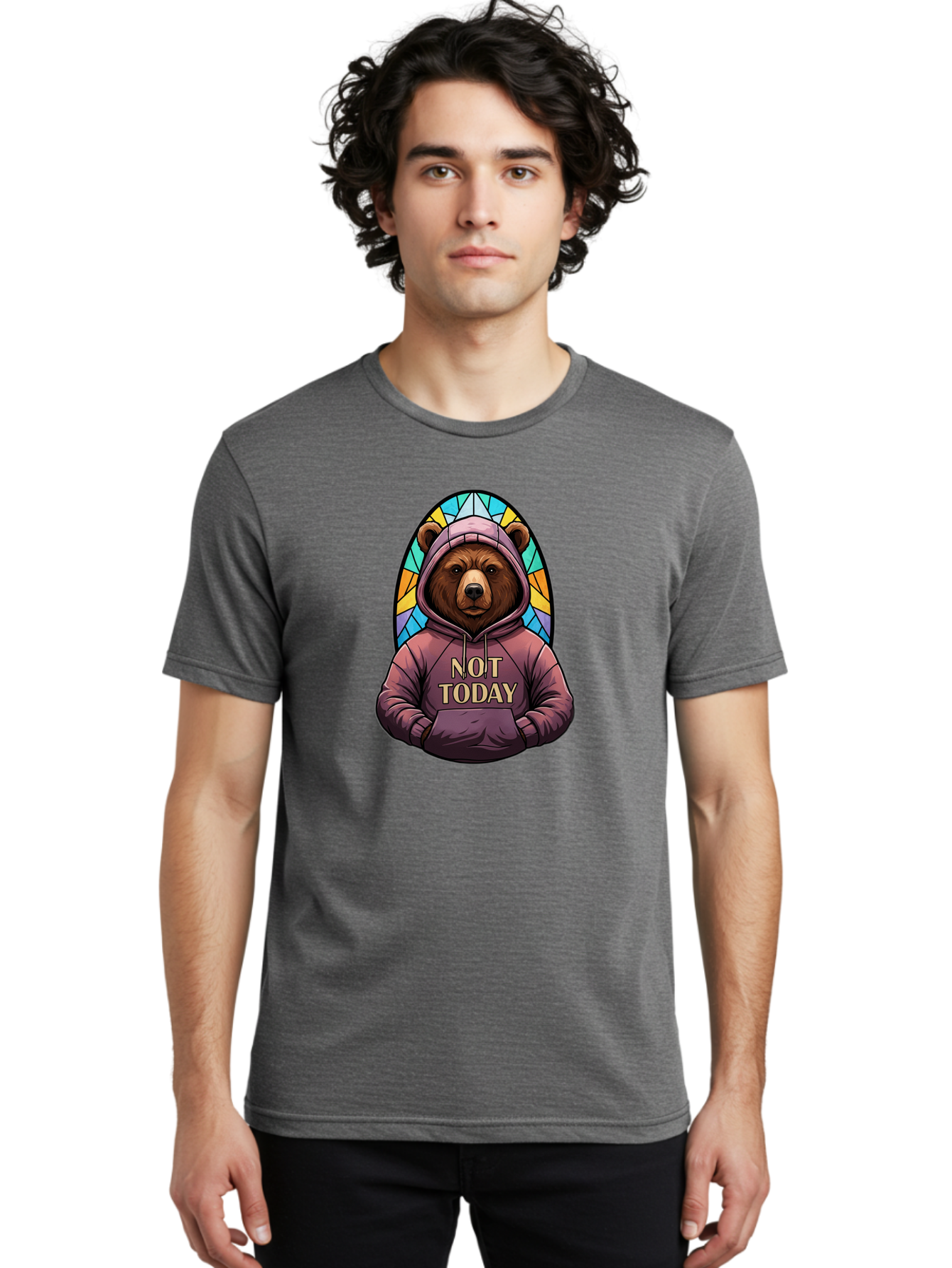 Not-Today-Bear-11 Men'S Graphic Tee, 100% Cotton, Comfortable Casual Summer Wear, Machine Washable, Vintage Camera, Old Camera, Antique Camera, Black Camera, Classic Photography, Photography Equipment, Nostalgic Device, Film Camera, Camera Art Bak959