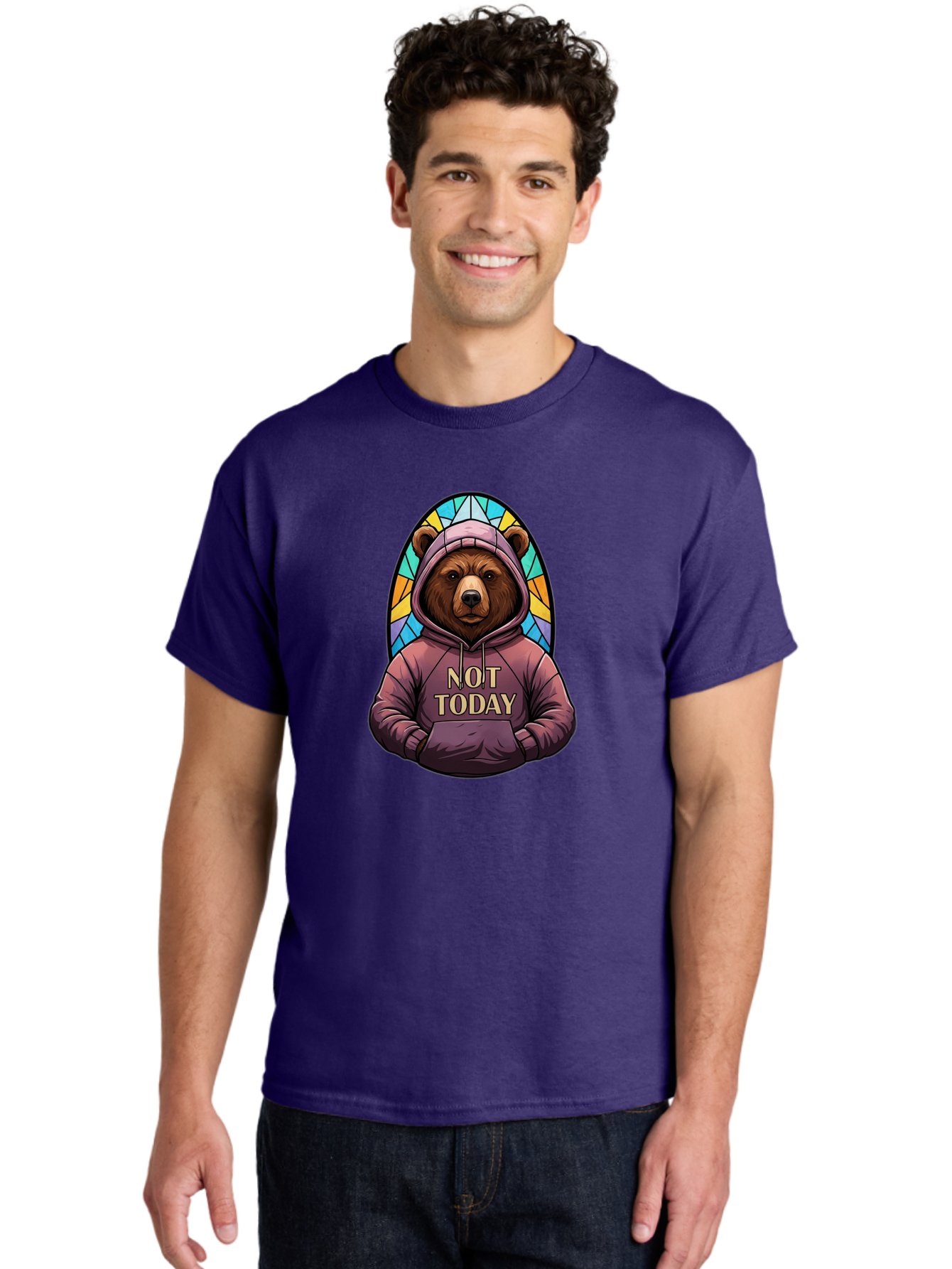 Not-Today-Bear-11 Men'S Graphic Tee, 100% Cotton, Comfortable Casual Summer Wear, Machine Washable, Vintage Camera, Old Camera, Antique Camera, Black Camera, Classic Photography, Photography Equipment, Nostalgic Device, Film Camera, Camera Art Bak959