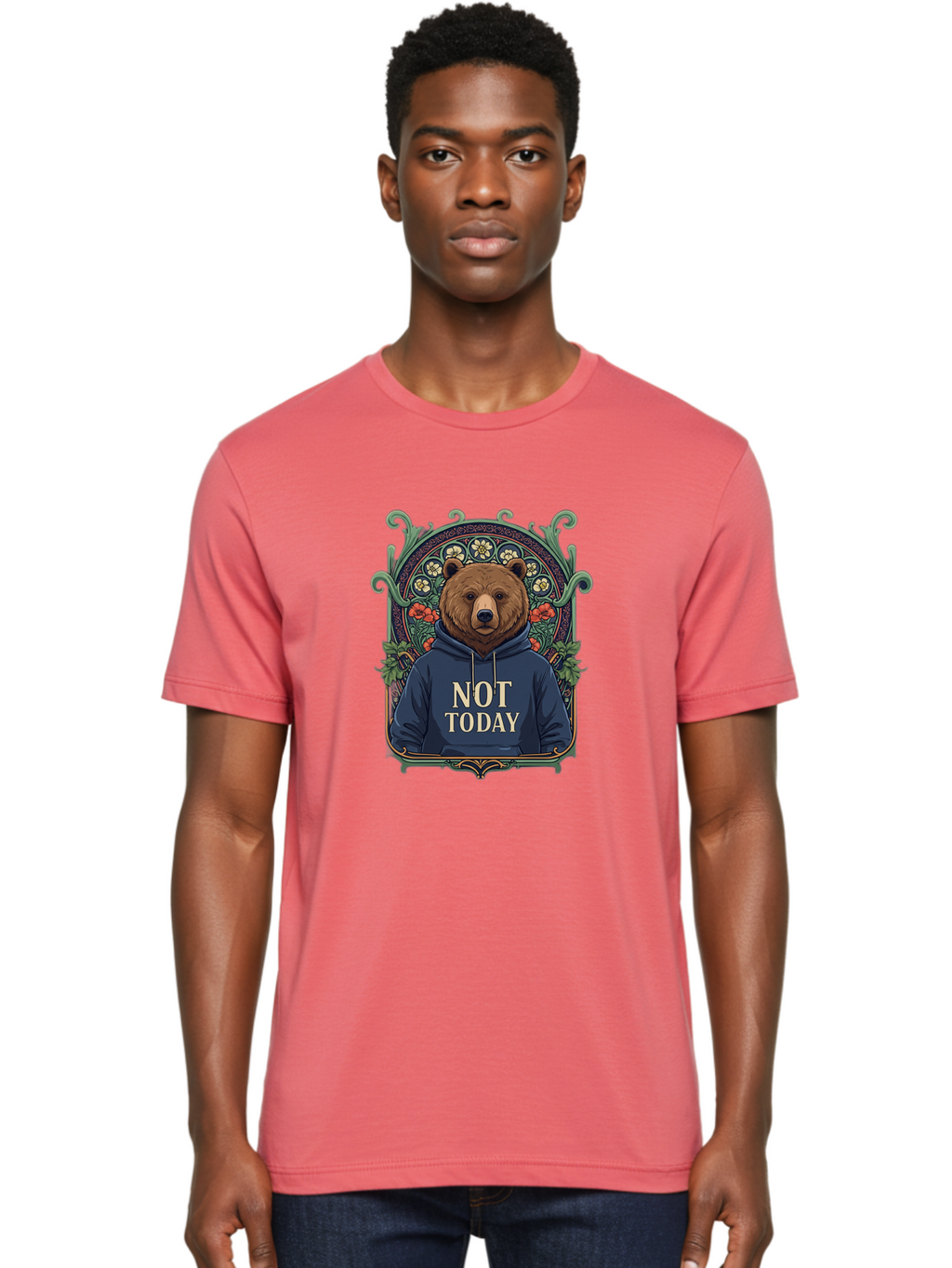 Not-Today-Bear-13 Men'S Graphic Tee, 100% Cotton, Comfortable Casual Summer Wear, Machine Washable, Vintage Camera, Old Camera, Antique Camera, Black Camera, Classic Photography, Photography Equipment, Nostalgic Device, Film Camera, Camera Art Bak961