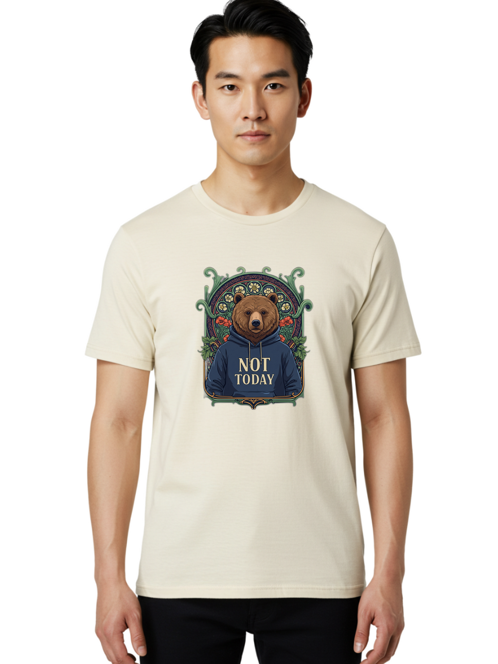 Not-Today-Bear-13 Men'S Graphic Tee, 100% Cotton, Comfortable Casual Summer Wear, Machine Washable, Vintage Camera, Old Camera, Antique Camera, Black Camera, Classic Photography, Photography Equipment, Nostalgic Device, Film Camera, Camera Art Bak961