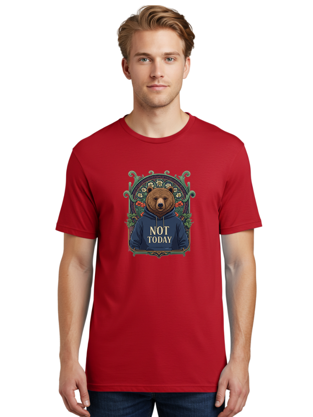 Not-Today-Bear-13 Men'S Graphic Tee, 100% Cotton, Comfortable Casual Summer Wear, Machine Washable, Vintage Camera, Old Camera, Antique Camera, Black Camera, Classic Photography, Photography Equipment, Nostalgic Device, Film Camera, Camera Art Bak961