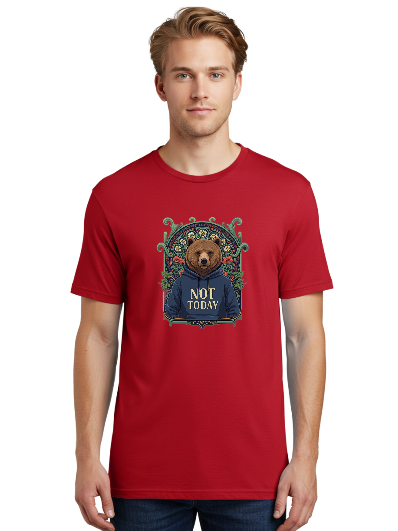 Not-Today-Bear-13 Men'S Graphic Tee, 100% Cotton, Comfortable Casual Summer Wear, Machine Washable, Vintage Camera, Old Camera, Antique Camera, Black Camera, Classic Photography, Photography Equipment, Nostalgic Device, Film Camera, Camera Art Bak961