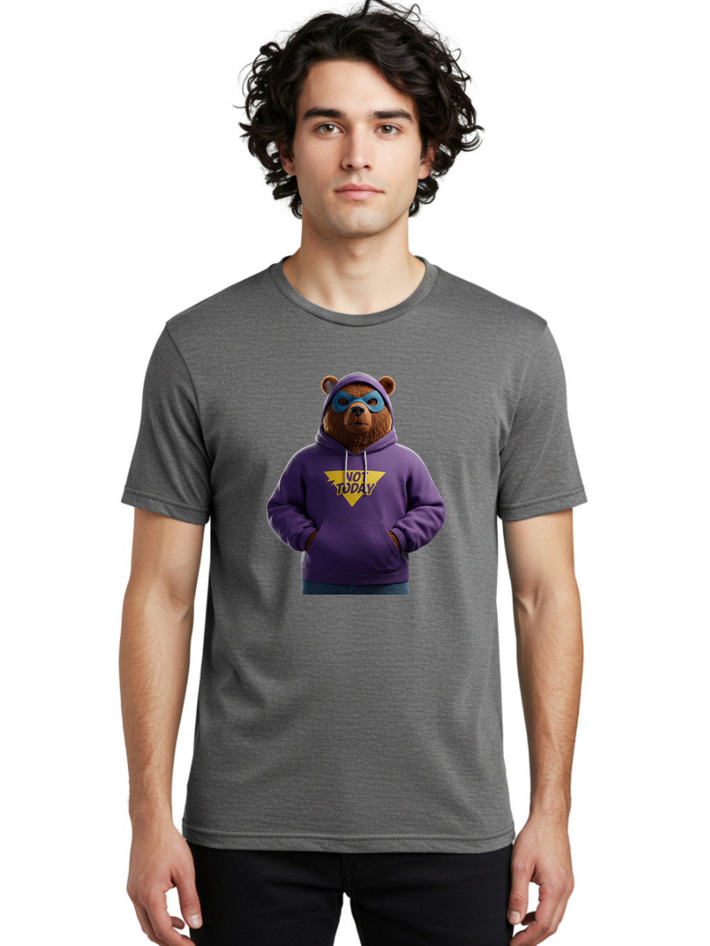 Not-Today-Bear-14 Men'S Graphic Tee, 100% Cotton, Comfortable Casual Summer Wear, Machine Washable, Vintage Camera, Old Camera, Antique Camera, Black Camera, Classic Photography, Photography Equipment, Nostalgic Device, Film Camera, Camera Art Bak962