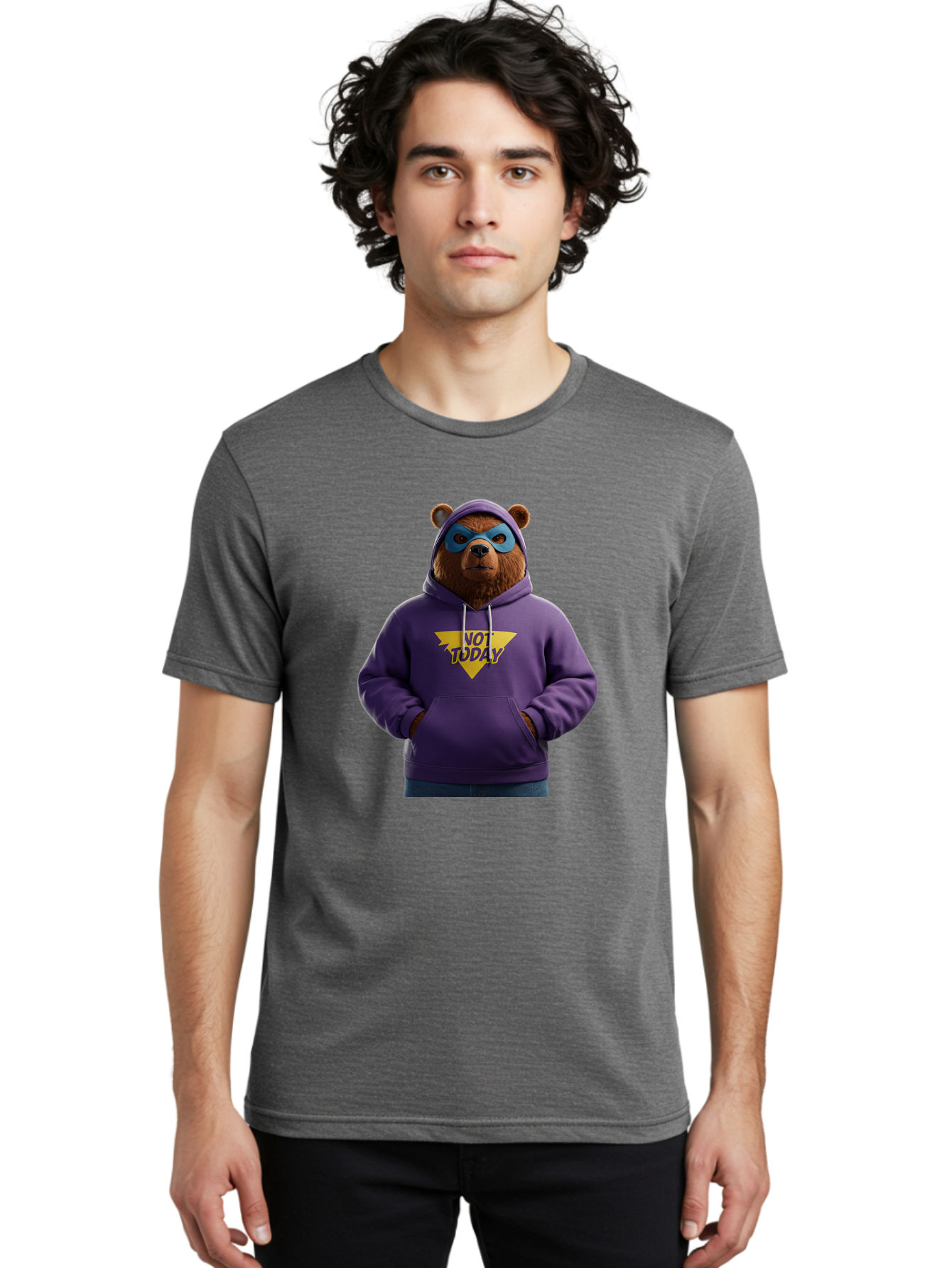 Not-Today-Bear-14 Men'S Graphic Tee, 100% Cotton, Comfortable Casual Summer Wear, Machine Washable, Vintage Camera, Old Camera, Antique Camera, Black Camera, Classic Photography, Photography Equipment, Nostalgic Device, Film Camera, Camera Art Bak962