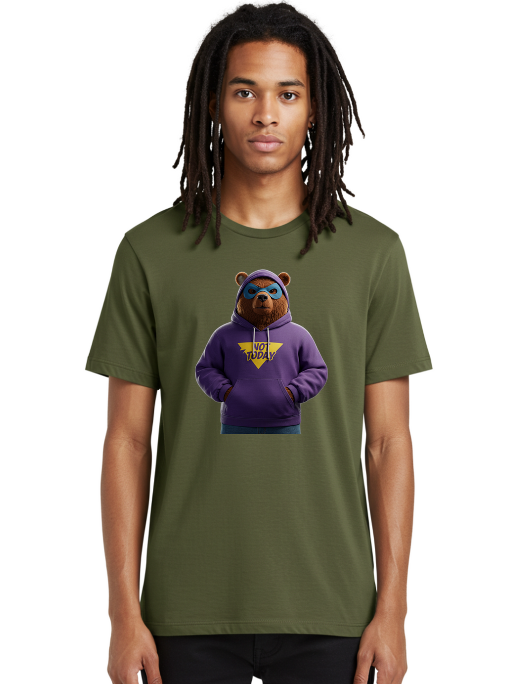 Not-Today-Bear-14 Men'S Graphic Tee, 100% Cotton, Comfortable Casual Summer Wear, Machine Washable, Vintage Camera, Old Camera, Antique Camera, Black Camera, Classic Photography, Photography Equipment, Nostalgic Device, Film Camera, Camera Art Bak962