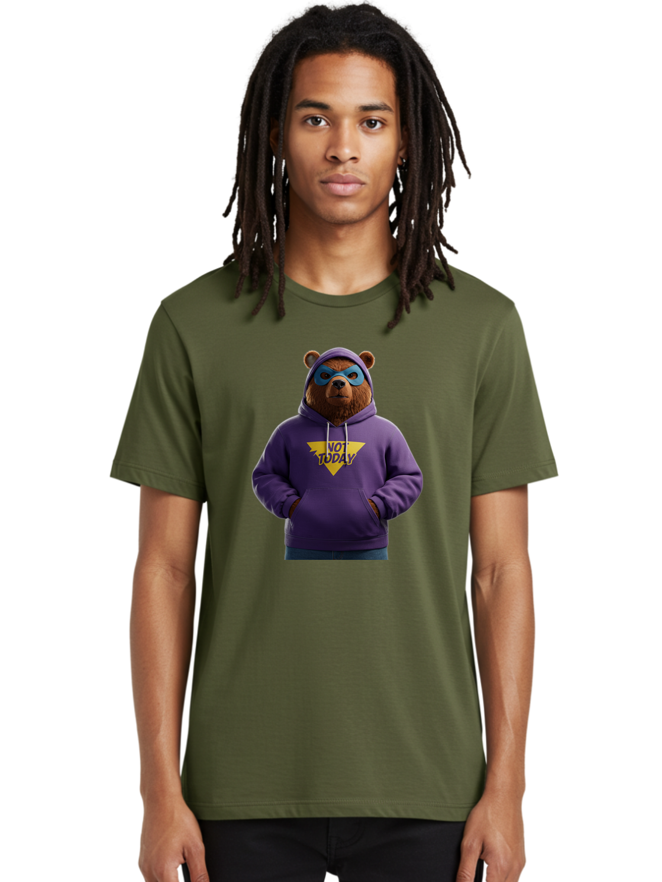 Not-Today-Bear-14 Men'S Graphic Tee, 100% Cotton, Comfortable Casual Summer Wear, Machine Washable, Vintage Camera, Old Camera, Antique Camera, Black Camera, Classic Photography, Photography Equipment, Nostalgic Device, Film Camera, Camera Art Bak962