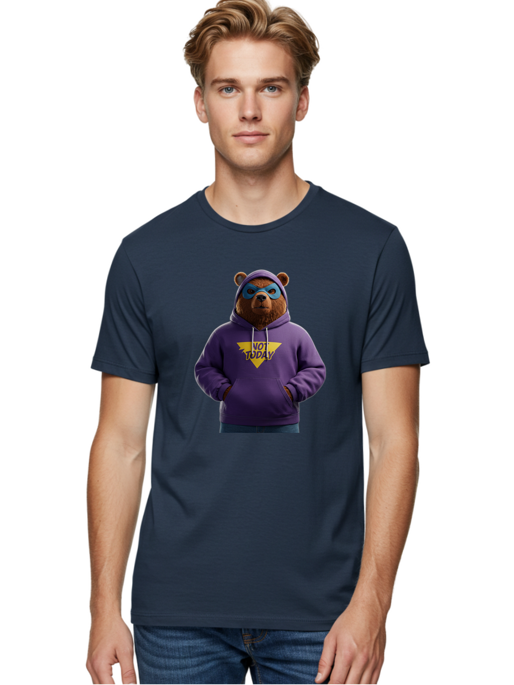 Not-Today-Bear-14 Men'S Graphic Tee, 100% Cotton, Comfortable Casual Summer Wear, Machine Washable, Vintage Camera, Old Camera, Antique Camera, Black Camera, Classic Photography, Photography Equipment, Nostalgic Device, Film Camera, Camera Art Bak962