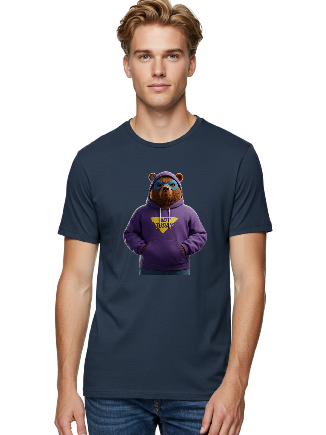 Not-Today-Bear-14 Men'S Graphic Tee, 100% Cotton, Comfortable Casual Summer Wear, Machine Washable, Vintage Camera, Old Camera, Antique Camera, Black Camera, Classic Photography, Photography Equipment, Nostalgic Device, Film Camera, Camera Art Bak962