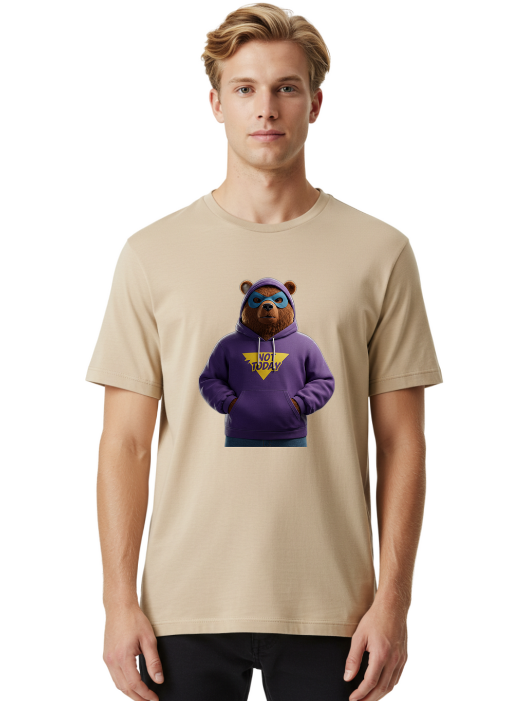 Not-Today-Bear-14 Men'S Graphic Tee, 100% Cotton, Comfortable Casual Summer Wear, Machine Washable, Vintage Camera, Old Camera, Antique Camera, Black Camera, Classic Photography, Photography Equipment, Nostalgic Device, Film Camera, Camera Art Bak962