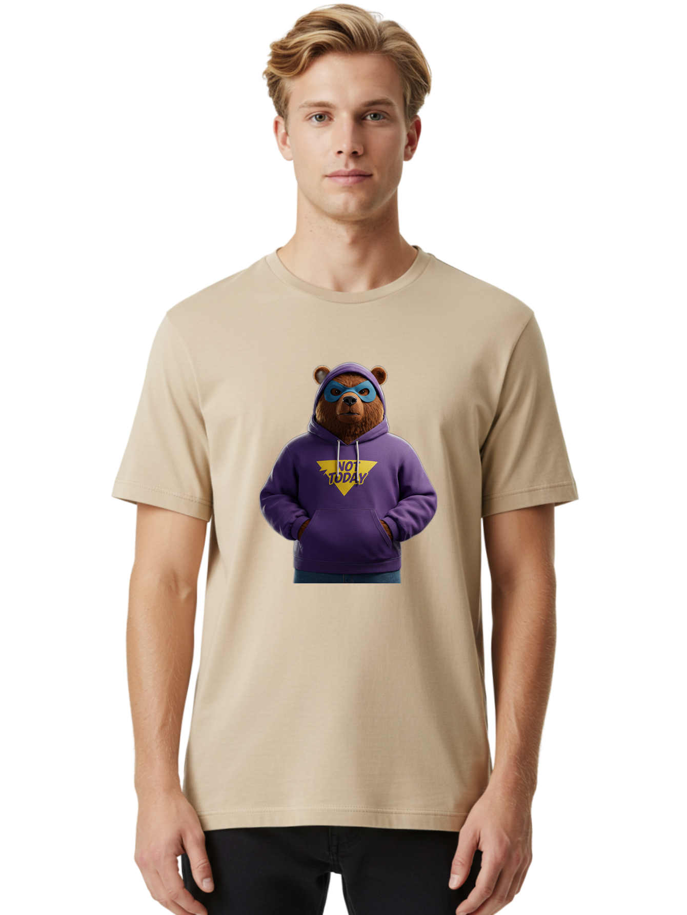 Not-Today-Bear-14 Men'S Graphic Tee, 100% Cotton, Comfortable Casual Summer Wear, Machine Washable, Vintage Camera, Old Camera, Antique Camera, Black Camera, Classic Photography, Photography Equipment, Nostalgic Device, Film Camera, Camera Art Bak962