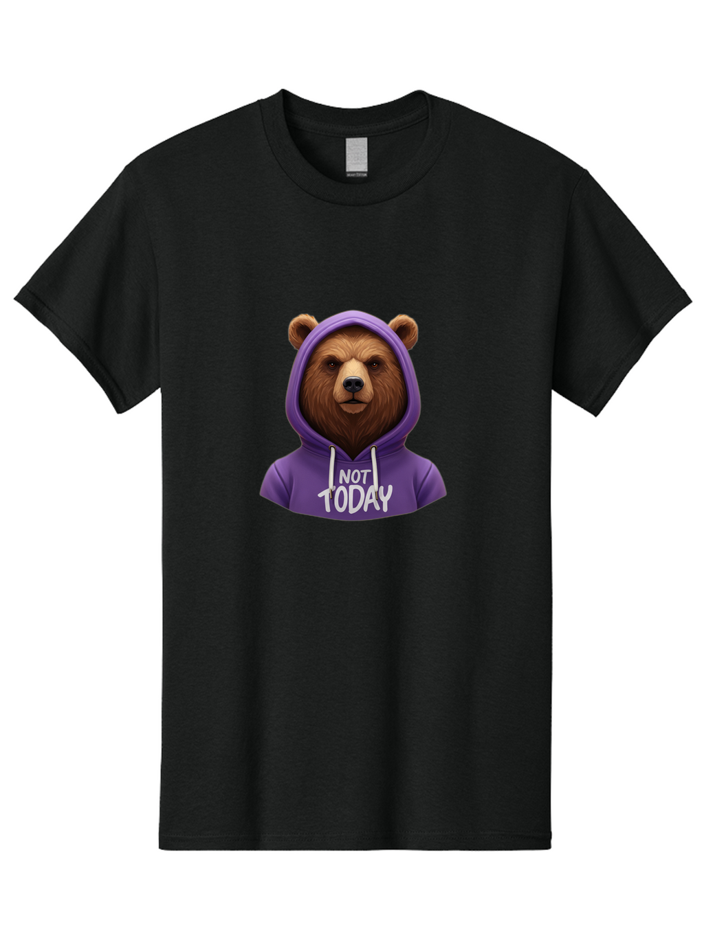 Not-Today-Bear-2 Men'S Graphic Tee, 100% Cotton, Comfortable Casual Summer Wear, Machine Washable, Vintage Camera, Old Camera, Antique Camera, Black Camera, Classic Photography, Photography Equipment, Nostalgic Device, Film Camera, Camera Art Bak963