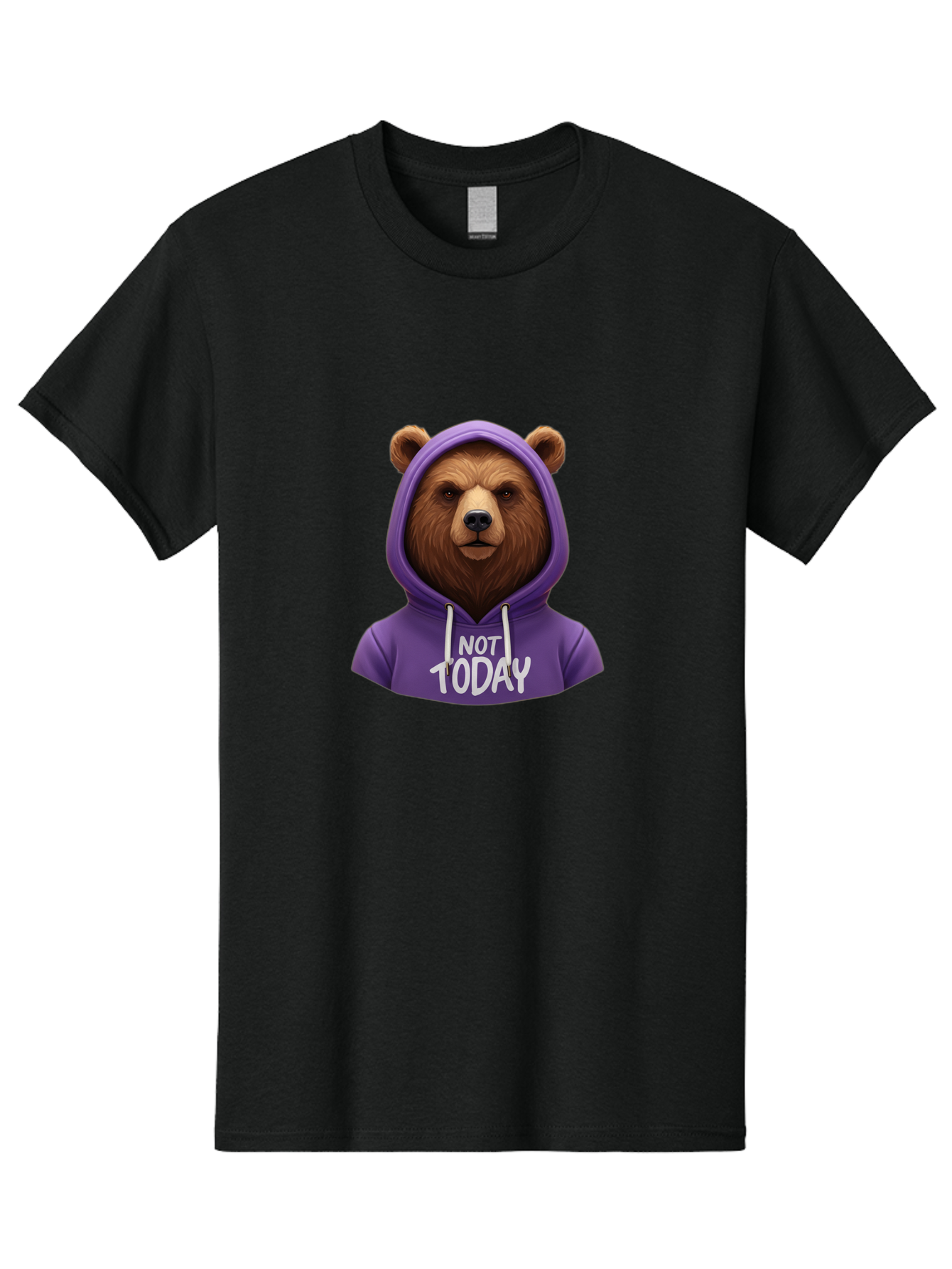 Not-Today-Bear-2 Men'S Graphic Tee, 100% Cotton, Comfortable Casual Summer Wear, Machine Washable, Vintage Camera, Old Camera, Antique Camera, Black Camera, Classic Photography, Photography Equipment, Nostalgic Device, Film Camera, Camera Art Bak963