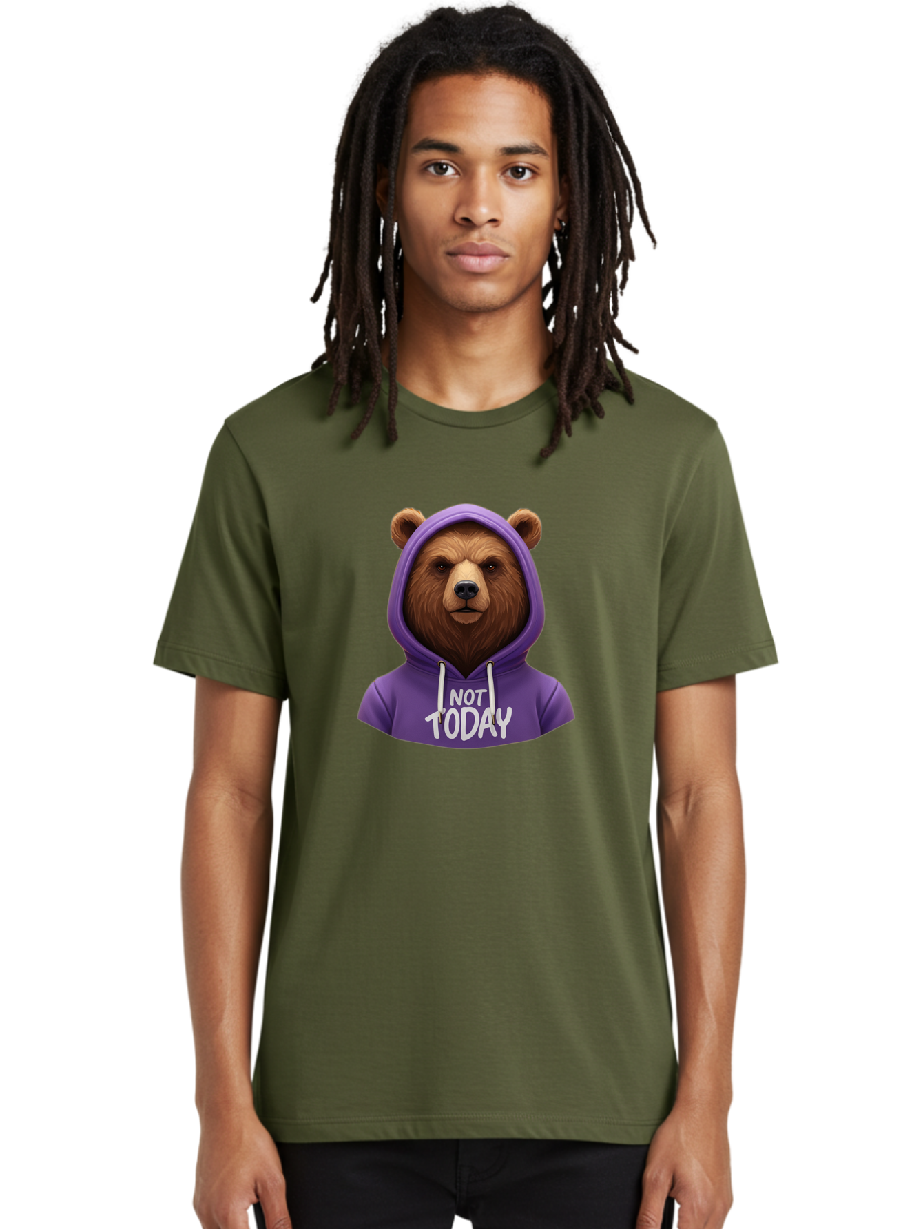 Not-Today-Bear-2 Men'S Graphic Tee, 100% Cotton, Comfortable Casual Summer Wear, Machine Washable, Vintage Camera, Old Camera, Antique Camera, Black Camera, Classic Photography, Photography Equipment, Nostalgic Device, Film Camera, Camera Art Bak963