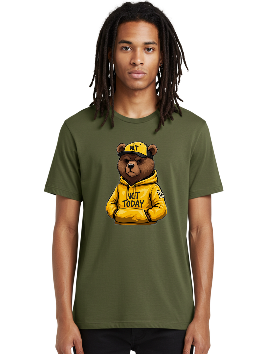 Not-Today-Bear-3 Men'S Graphic Tee, 100% Cotton, Comfortable Casual Summer Wear, Machine Washable, Vintage Camera, Old Camera, Antique Camera, Black Camera, Classic Photography, Photography Equipment, Nostalgic Device, Film Camera, Camera Art Bak964