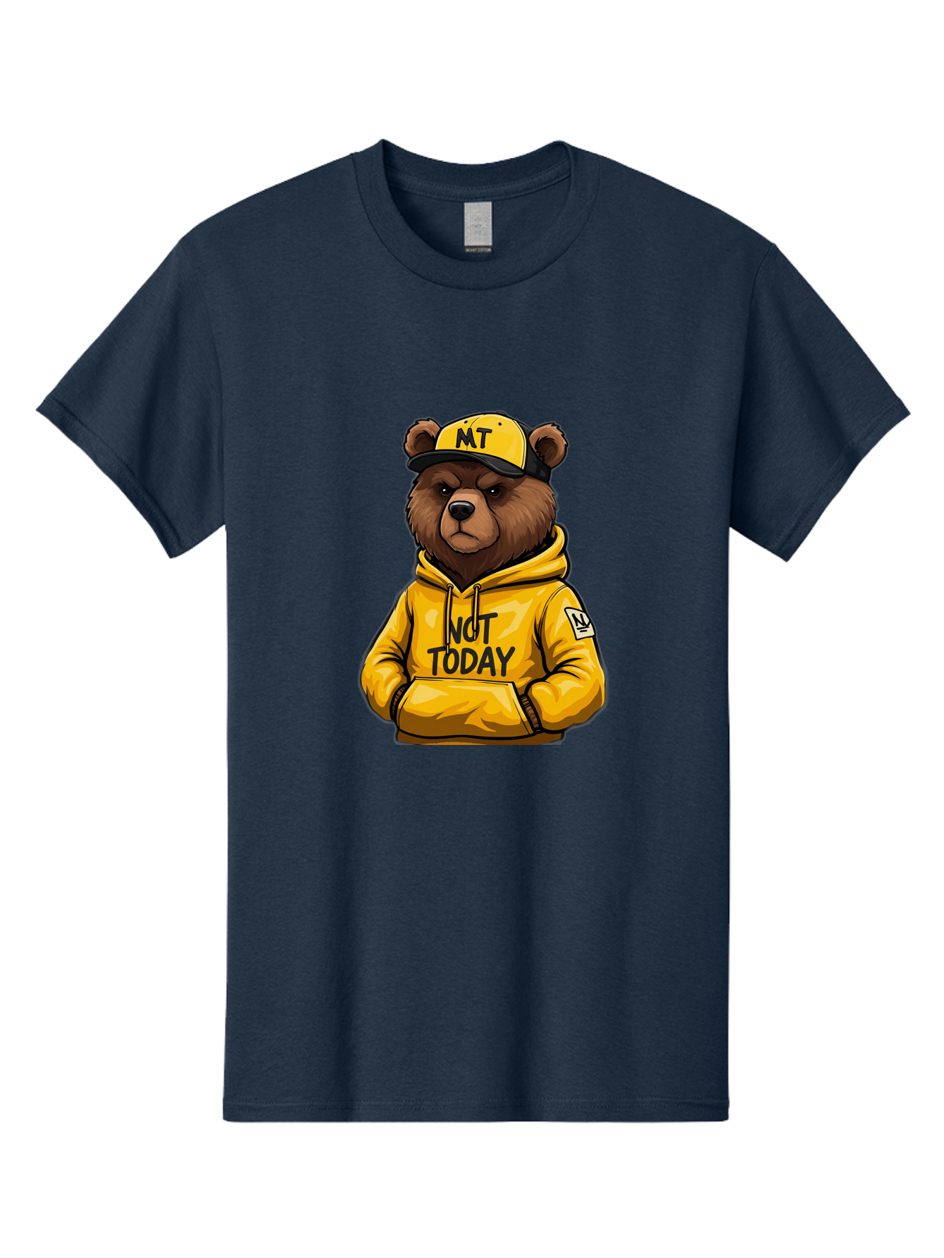 Not-Today-Bear-3 Men'S Graphic Tee, 100% Cotton, Comfortable Casual Summer Wear, Machine Washable, Vintage Camera, Old Camera, Antique Camera, Black Camera, Classic Photography, Photography Equipment, Nostalgic Device, Film Camera, Camera Art Bak964